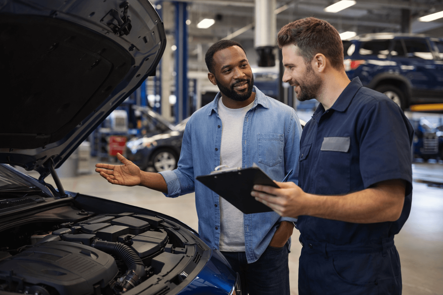 Technician working in modern service bay